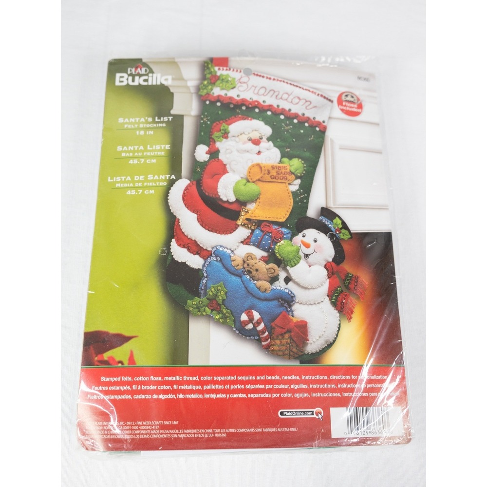 Bucilla Santa's List Felt Stocking Kit 18in Green New Christmas Craft HL 86360